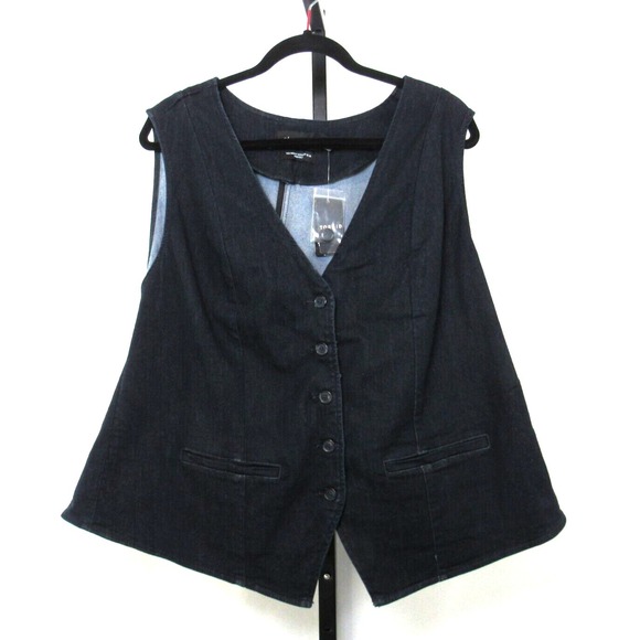 torrid Jackets & Blazers - Torrid Studio Blue Denim Tailored Vest Stretch Dark Denim Plus Size 4X NWT